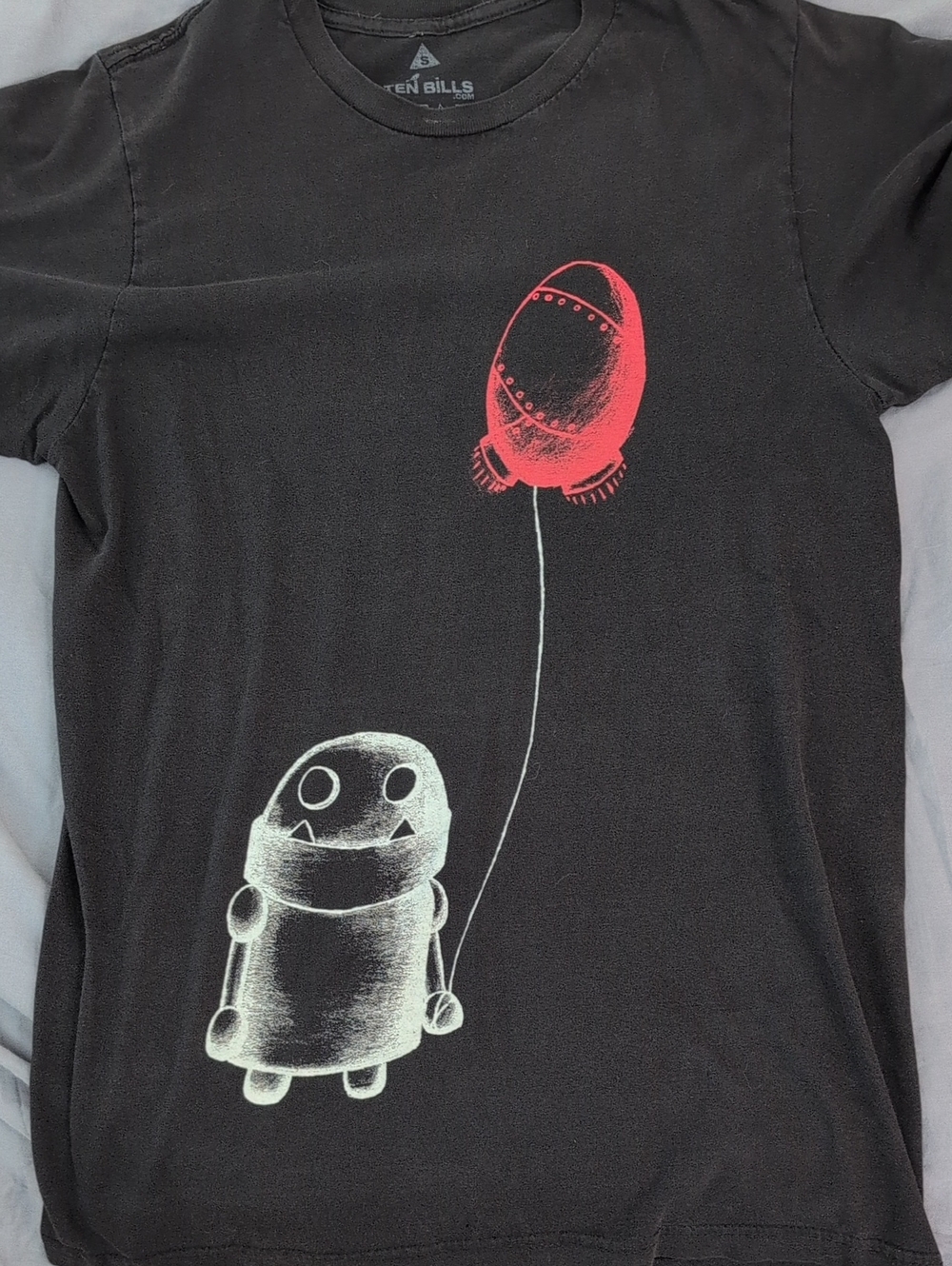Black Graphic Tee with Red Balloon